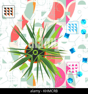 Blumen abstrakten nahtlose Muster. exotische Pflanze über geometrische Formen und Muster Stockfoto