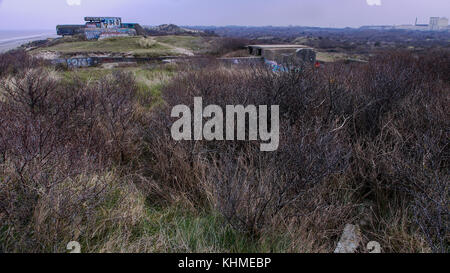 Artillerie-Bunker aus dem 2. Weltkrieg, Zuydcoote, Frankreich Stockfoto