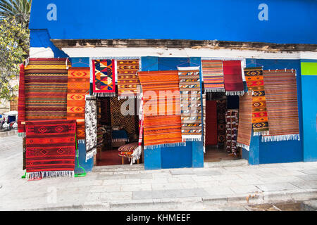 Shop der traditionellen Mexiko Teppiche in Oaxaca, Mexiko. Stockfoto