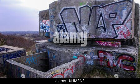 Artillerie-Bunker aus dem 2. Weltkrieg, Zuydcoote, Frankreich Stockfoto