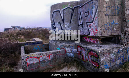 Artillerie-Bunker aus dem 2. Weltkrieg, Zuydcoote, Frankreich Stockfoto