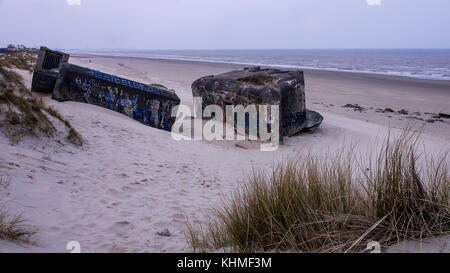 Artillerie-Bunker aus dem 2. Weltkrieg, Zuydcoote, Frankreich Stockfoto