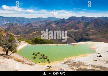 Thermal Mineral Spring hierve el Agua, natürlichen Felsformationen in Oaxaca, Mexiko. Stockfoto
