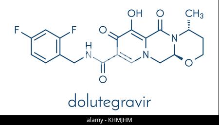 Dolutegravir HIV-Medikament Molekül. integrase Inhibitor antivirale Klasse. Der skelettmuskulatur Formel. Stock Vektor