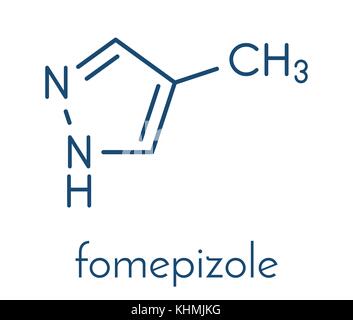 Fomepizole Methanolvergiftung Gegenmittel Molekül. Skelettmuskulatur Formel. Stock Vektor