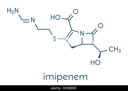 Antibiotika Imipenem Droge Molekül. gehört Klasse mit carbapenem. Skelettmuskulatur Formel. Stock Vektor