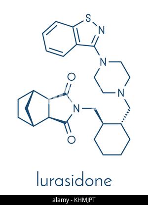 Lurasidone atypisches antipsychotisches Rauschgift Molekül. Skelettmuskulatur Formel. Stock Vektor