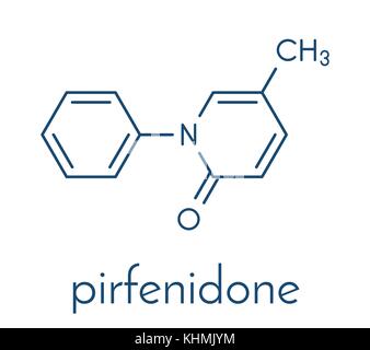 Pirfenidone idiopathische Lungenfibrose (IPF) Droge Molekül. ipf ist eine seltene Lungenerkrankung. Skelettmuskulatur Formel. Stock Vektor