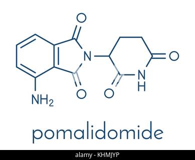 Pomalidomide multiples Myelom Droge Molekül. im Zusammenhang mit Thalidomid. Skelettmuskulatur Formel. Stock Vektor