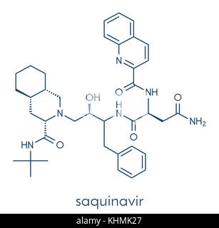 Saquinavir HIV-Medikament Molekül. Skelettmuskulatur Formel. Stock Vektor