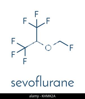 Sevofluran inhalative Betäubungsmittel Molekül. Skelettmuskulatur Formel. Stock Vektor