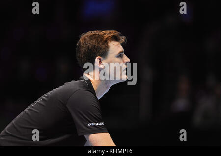 London, Großbritannien. November 2017. Jamie Murray (GBR) trat im Doppel-Wettbewerb im Nitto ATP Finals in der O2 Arena in London an. Peter Fleming und John McEnroe halten mit sieben Siegen den Rekord für die meisten Doppel-Titel. Quelle: Michael Preston/Alamy Live News Stockfoto