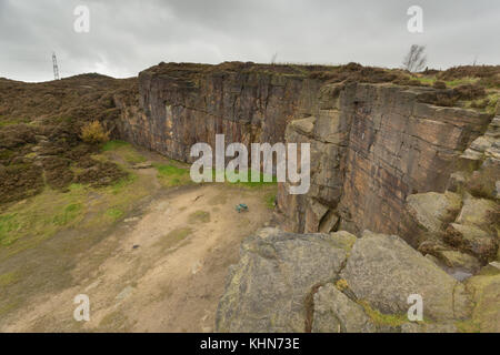 Klettern Veranstaltungsort hobson Moor Steinbruch, stalybridge, Tameside, Greater Manchester Stockfoto