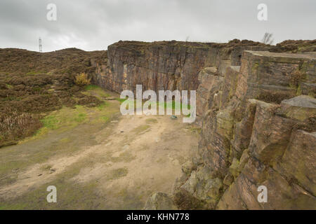 Klettern Veranstaltungsort hobson Moor Steinbruch, stalybridge, Tameside, Greater Manchester Stockfoto