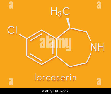 Lorcaserin Fettleibigkeit Molekül. Skelettmuskulatur Formel. Stockfoto