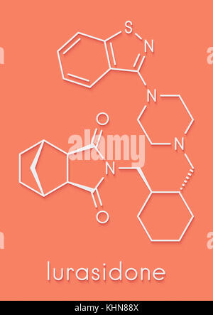 Lurasidone atypisches antipsychotisches Rauschgift Molekül. Skelettmuskulatur Formel. Stockfoto