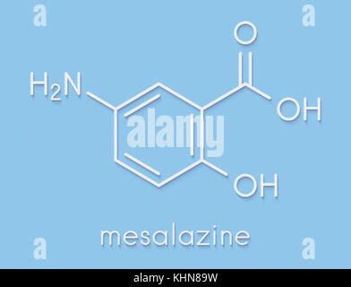 Mesalamine, mesalazin (5-Aminosalicylsäure, 5-asa) entzündliche Darmkrankheit Droge Molekül. verwendet, Colitis ulcerosa und Morbus Crohn zu behandeln. Stockfoto