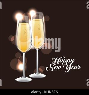 Frohes neues Jahr paar Champagner Glas Cheers Stock Vektor