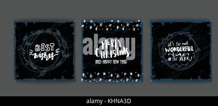 Alte Ansichtskarte, Hintergrund mit handgeschriebenen Typografie und Hand gezeichnet Kranz. Stock Vektor