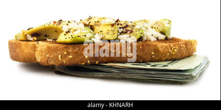 Isolierte avocado Toast auf einem weißen Hintergrund. Stockfoto