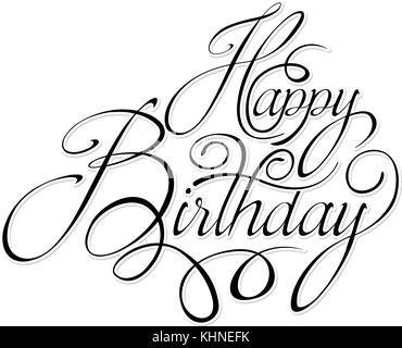 Vector schwarz und weiß alles Gute zum Geburtstag Text. Grußkarte