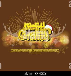 Weihnachten und Neujahr typografische auf Hintergrund mit Bokeh. Stock Vektor