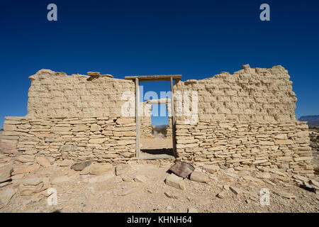 Abgebrochene Stein shack in Terlingua Texas Stockfoto