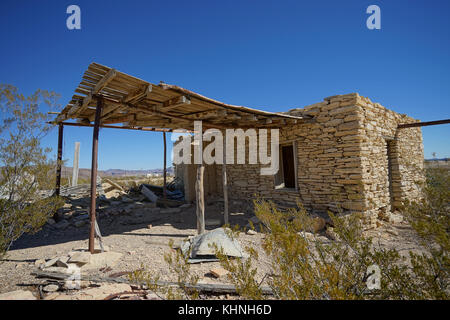 Abgebrochene Bergbau Siedlung in Terlingua Ghost Town Texas USA Stockfoto