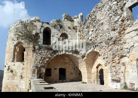 Ruine der Burg krak de Chevalier in Syrien Stockfoto