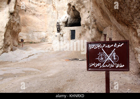 Kein bike Eingang in der Nähe von Kloster takla in maalula, Schlucht, Syrien Stockfoto