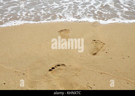 Meer Wasser Schritt auf dem Strand zu Fuß Stockfoto