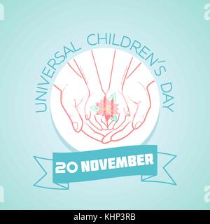 Kalender für jeden Tag am 20. November. Grußkarte. Urlaub-universal Tag der Kinder. Symbol in der linearen Stil Stock Vektor
