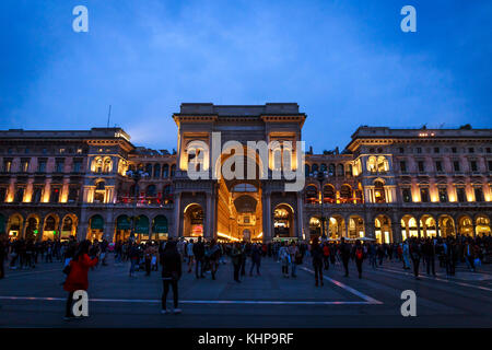 MAILAND, ITALIEN - 04. NOVEMBER 2017: Mailand, Galerie Vittorio Emanuele II auf dem Platz des Duomo in Italien im November 4, 2017 Stockfoto