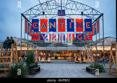 Restaurant La Cantine du Voyage im Quai des Antilles, Nantes, Loire Atlantique, Frankreich. Stockfoto