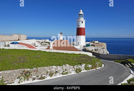 Leuchtturm in Europa point, Felsen von Gibraltar Stockfoto