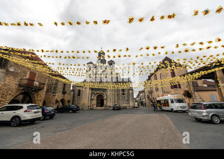 Markthalle im La Place de la Halle in Villefranche-du-Périgord im Departement Dordogne in Nouvelle-Aquitaine Stockfoto