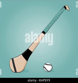 Irische Schleudern mit Sliotar, Hand gezeichnet Stock Vektor