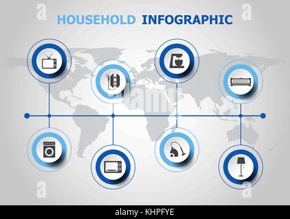 Infografik Design mit Haushalt Icons, Vektor Stock Vektor