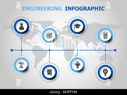 Infografik Design mit Engineering Symbole, Vektor Stock Vektor