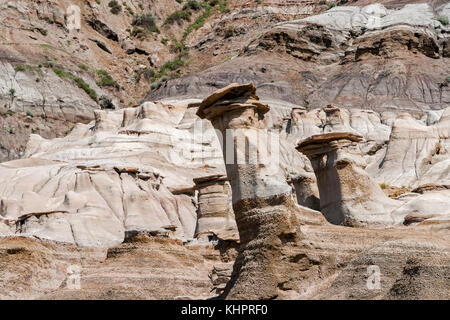 Hoodoos, eine geologische Formation in den Badlands - Alberta, Kanada Stockfoto