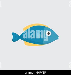 Lustige cartoon Fisch auf weißem Hintergrund Stock Vektor