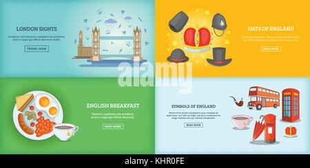 London Wahrzeichen Banner oder Poster Set Vector Illustration Stock Vektor