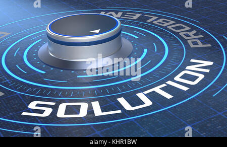 Futuristische hud mit einem Knopf und Text: Lösung (3D-Render) Stockfoto