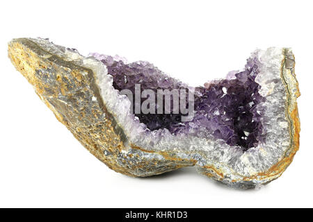 Brasilianischen amethyst auf weißem Hintergrund Stockfoto