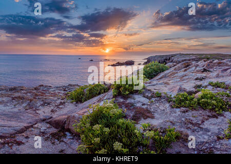 Letzte Sonnenstrahlen über die quiberon Küste in Frankreich Stockfoto