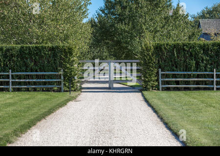 Tor zu den privaten Hamptons in Eastern Long Island, NY Stockfoto