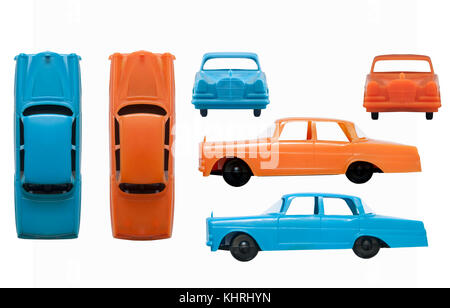 Kunststoff Spielzeugautos/Weiß isoliert Stockfoto