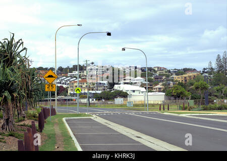 Leere Straße oder leere Straße in Coffs Harbour City in Australien. Stockfoto