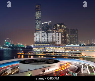 Die neue Skyline von Kowloon und Hong Kong höchstes Gebäude, das International Commerce Center ICC, Hong Kong, China. Stockfoto