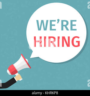 Hand mit Megafon und Sprechblasen mit Text' die Einstellung 'Vector EPS 10 Abbildung Stockfoto